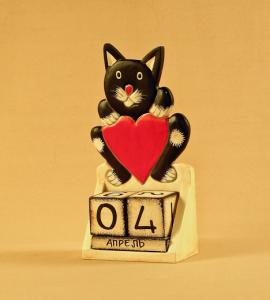 UTH007   Календарь 'Чёрный котенок с сердцем'.  