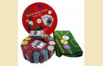 JZ0B500L	Покерный набор на 240 фишек с номиналом в круглой упаковке  