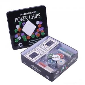 LYС07	Покерный набор на 100 фишек с номиналом в металлической коробке  