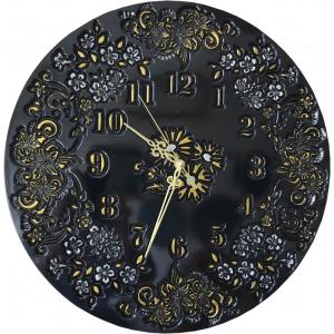 Часы "Цветочный Букет" черные с серебром