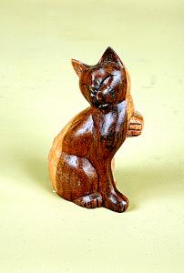  PWC40	Мини-скульптура "Кошка-милашка".  дерево  