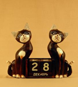 UTH026 A  Календарь 'Кошки', декор 'Шоколадный'.  
