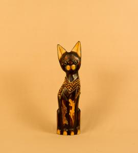 ACA885M  Кошка с воротником, декор `Геконы, камушки`. 40 см.   