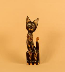 ACA886M Кошка с воротником, декор `Желтый орнамент, камушки`. 40 см  