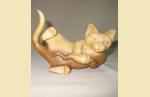 PWC 31  	Мини-скульптура "Кошка с мышкой". 16 см.     